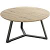 HAKU Tavolo da caffè rovere chiaro, nero, MDF, Metallo - Dim: A 42 x Ø 80 cm, Stile: Moderno