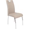 Hela Tische Susi Set da 1 sedia per sala da pranzo, con rivestimento in similpelle di colore beige, struttura cromata, schienale con impugnatura e portata da 120 kg