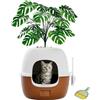Gardner Pet Lettiera per Gatti Nascosta, Marrone Scuro, 49X49X50Cm | Con Pianta Artificiale, Ciottoli e Pala Inclusi, Stile Vaso con Cassetto, Filtro a Carbone, Design Impermeabile
