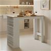 buybyroom Bancone da Cucina, Tavolo da Bar con 3 Ripiani Contenitore, Tavolo Alto per Sala da Pranzo, Soggiorno e Cucina, 112×57×106 cm, Bianco + Rovere Scuro