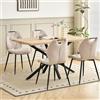 GrandCA HOME Set Tavolo e Sedie da Pranzo da 5 Pezzi, Tavolo Quadrato da 140 cm, 4 Sedia Imbottita in Lino, Adatto per Cucine, Sale da Pranzo e Soggiorni (Legno Chiaro + Beige)