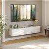 [en.casa] Mobile da Parete Porta TV con 2 Scomparti Chiusi Ante a Ribalta Pensile Multiuso Armadio Sospeso a Muro 160 x 32 x 30 cm - Bianco Lucido