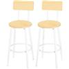 HOOBRO Set di 2 Sedie da Bar con Schienale, Sedie da Cucina, Sgabello da Bar con Poggiapiedi, per Cucina, Soggiorno, Bar, Montaggio Semplice, Naturale e Bianco EWN32BY01G1