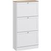 HOMCOM Scarpiera Salvaspazio Slim 3 Ante a Ribalta 60x23.5x115 cm Bianco