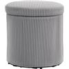 HOMCOM Pouff - Contenitore rotondo in velluto a coste imbottito, coperchio rimovibile per corridoio, camera da letto, soggiorno, Ø40 x 41 cm, grigio chiaro