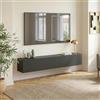 [en.casa] Mobile da Parete Porta TV con 2 Scomparti Chiusi Ante a Ribalta Pensile Multiuso Armadio Sospeso a Muro 180 x 32 x 30 cm - Grigio Scuro Opaco