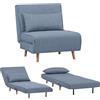 EVERGREENWEB MATERASSI & BEDS EVERGREENWEB Poltrona Letto Singolo con Cuscino Imbottito INCLUSO, Tessuto Blue Jeans, Divano 1 Posto Salvaspazio Pieghevole, Pouf Poggiapiedi, Schienale Regolabile Clic Clac, Gambe in Legno, FOLDY