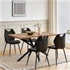 GrandCA HOME Set Tavolo e Sedie da Pranzo da 5 Pezzi,Tavolo Quadrato da 140cm,4 Sedia Imbottita in Lino,Adatto per Cucine,Sale da Pranzo e Soggiorni (colore del legno scuro+Nero
