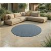 Jimri Tappeto per interni ed esterni, resistente alle intemperie, per balcone, terrazza, giardino, soggiorno, cucina, tappeto resistente ai raggi UV e all'acqua, misura: 200 cm rotondo, blu