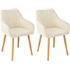 Goeurvant Set di 2 sedie da sala da pranzo, con gambe in legno beige con bracciolo, per sala da pranzo, cucina, con braccioli in poliestere, per sala da pranzo, cucina, colore bianco