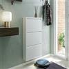 Bissolo Casa Scarpiera Cabinet 3 Ribalte in Metallo Bianco, 50x15x104 cm, Salvaspazio per Ingresso