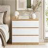 GOKHOMX Cassettiera Bianco Quercia senza maniglie, Mobiletto 70 cm di larghezza, moderno Credenza 3 Cassetti, stretto per Camera da letto Corridoio, salvaspazio 40 cm prof, opaco