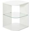 HOMCOM Tavolino da salotto moderno Tavolino da letto con 3 ripiani in vetro Tavolino da caffè per soggiorno camera da letto 40x40x56 cm Bianco