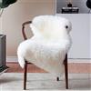 HEQUN Faux pelliccia di agnello di pecora tappeto, pelliccia sintetica decorativa Soffice Pelliccia di agnello imitazione Tappeto Longhair effetto pelliccia divano letto (Bianco, 60_x_90_cm)