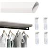 Evotrade 2 METRI Bastone Tubo Asta Appendiabiti Ovale 15x30 in Metallo per Armadio Guardaroba - Made in ITALY Verniciato a Polveri - Barra 2 Metri Con 4 Supporti Laterali In Tinta - Colore Bianco