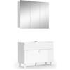 Vicco Set di mobili da bagno Sola, Bianco 100 cm | 2 pezzi · Mobile sottolavabo · Armadietto a specchio