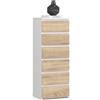 AKORD | Cassettiera a 6 Cassetti | Credenza Alta | Moderna Mobiletto per Soggiorno Sala da Pranzo Camera da Letto Corridoio Bagno | Armadio Cameretta | 35x40x109 cm | Bianco | Rovere Sonoma