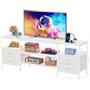 Wohenster Mobile TV Soggiorno con Luci LED Presa, Tavolino Porta TV fino a 70 Pollici Bianco Mobiletto TV, Cassetti in Tessuto, Ripiani Aperti, 40x160x63cm Mobile Basso Mobili TV Camera