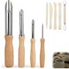 GZjiyu 9 utensili per ceramiche, taglierina circolare, strumento per modellare con manico in legno antiscivolo per sculture in ceramica (4 rotondi)