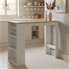 buybyroom Tavolo da Bar con Vano Contenitore - Bancone Alto per Bar, Cucina, Soggiorno, Sala da Pranzo - 112×57×106 cm - Bianco + Rovere Scuro