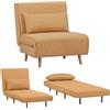 EVERGREENWEB MATERASSI & BEDS EVERGREENWEB Poltrona Letto Singolo con Cuscino Imbottito INCLUSO, Tessuto Giallo, Divano 1 Posto Salvaspazio Pieghevole, Pouf Poggiapiedi, Comodo Schienale Regolabile Clic Clac, Gambe in Legno, FOLDY