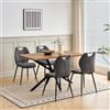 GrandCA HOME Set Tavolo e Sedie da Pranzo da 5 Pezzi,Tavolo Quadrato da 140cm,4 Sedia Imbottita in Lino,Adatto per Cucine,Sale da Pranzo e Soggiorni (colore del legno scuro+Grigio