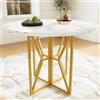 Merax Tavolo da pranzo rotondo 80 x 80 cm, bianco marmo tavolo da pranzo per 2-4 persone, telaio in metallo, gambe regolabili dorate, design industriale, adatto per ristoranti, soggiorno, cucina, sala