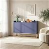 BEIJIALY Cassettiera da 120 cm di larghezza, armadio a buffet con 4 ante, moderno armadietto portaoggetti con ripiano regolabile e gambe in metallo per sala da pranzo, soggiorno e cucina (blu)