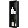 Neodrain Doccia a muro con nicchia in acciaio inox con mensola, per bagno, 60 x 20 cm, colore: nero