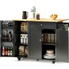 Xbro Isola Cucina con Piano Ribaltabile e Carrello su 5 Ruote, 1 Cassetto e Ripiano, Mobile Pratico e Compatto per Cucina e Sala da Pranzo, 130×75×88 cm, Nero