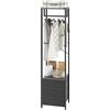 YMYNY Appendiabiti da Terra, Appendiabiti con 3 Cassetti, Multifunzionale Stand Appendiabiti Autoportante, Portabiti da Ingresso,per Corridoio, Camera da Letto, Soggiorno 39×29×179CM Nero HGR001B