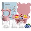 MumEZ Ciuccio per frutta per bambini, comodo set di mangiatoia per alimenti per bambini, facile da usare con mangiatoia per alimenti per bambini, vassoi per congelatore inclusi (rosa cipria)