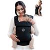 Grownsy Marsupio Neonato Ergonomico(3-20 kg, 3-24 mesi), Fibbia a Sgancio Rapido a un Tocco, Facile da Indossare, Poggiatesta, Leggero, Confortevole e Regolabile(Nero)
