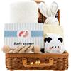 amo nenes Set Regalo Neonato Unisex, Cestino portaoggetti con Sonaglio, Asciugamano da Bagno, Coperta di Sicurezza, Panno per il ruttino, Biglietto d'auguri, Regali per la nascita e per la festa bebè, Bianco