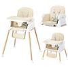 BONNLO Seggiolone Evolutivo per Bambini, 6 Mesi - 3 Anni (Max. 15 kg), Seggiolone Leggero (5 kg), Sedile Pieghevole, Seggiolino Alzapiedi, Sedia da Pranzo per Neonati, Bianco crema