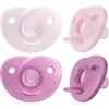 AVENT PHILIPS Avent Soothie Heart, Progettato Per Seguire I Contorni Naturali Del Viso Del Bambino, Realizzato In Silicone Per Uso Medico, Scf099/22, color Rosa - Confezione da 2