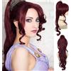 GNIMEGIL Parrucca corta rosso vino da donna con coda di cavallo lunga 68,6 cm, parrucca bordeaux scuro con frangia, accessorio per capelli alla moda, parrucche Megara con estensioni per capelli, coda