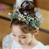 IYOU Fiore Ragazza Accessori per Capelli Blu Floreale Foglia Cerchietto Farfalla Capelli Pezzo Compleanno Comunione Copricapo per Principessa Costume Matrimonio