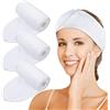 KinHwa microfibra Magia appiccicosa da donna per capelli fascia spa lavabile fascia Wrap fasce con nastro magico per bagno, trucco del viso e sport 3 Pack 8cmx65cm - Bianca