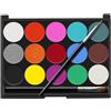 Senbos Body Painting, 15 Colori Non Tossica Face Painting Kit, Accessori per Pittura Corpo, Truccabimbi Kit per Bambini con 2 Pennelli per Carnevale, Trucco Make-up, Halloween, Cosplay e Festa
