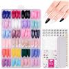 BUTBU Tip Unghie, 288 Pezzi Mandorla Unghie Finte,24 Color Tip Unghie Ricostruzione, Copertura CompletaTips Unghie Long per Salone Manicure, Nail Art Principiante