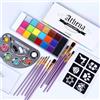 UCANBE Athena Set di colori per il corpo, 20 colori FX per feste di Halloween con tavolozza in acciaio inossidabile e spatola, 10 pennelli per artisti, set di stencil per tatuaggi per artigianato