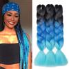 Dcbaboo Extension per Treccine Africane 60cm Extension Capelli Finti per Treccine Africane Extension Trecce Capelli Sintetici Kanekalon 3 Ciocche Ombre Jumbo Braiding Hair, Nero & Zaffiro & Cielo blu