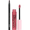 NYX Professional Makeup Lip Lingerie XXL Rossetto Liquido Matte 04 Flaunt It No Transfer Formula Vegana Flacone da 4ml + Pennello Labbra Pro Brush Lip con Punta Sottile - Set da 2