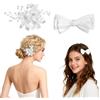 Rieoany 2 Fermaglio Capelli Sposa Elegante In Stile Francese con Fiocco In Raso, Accessorio per Capelli Fatto a Mano, Clip per Capelli per Matrimonio, Set Due Pezzi con Fiocco Bianco e Fermaglio