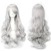 YEESHEDO 32 pollici 80 cm Parrucca riccia lunga per le donne, parrucca ondulata lunga con frangia laterale per costume da festa di Halloween Cosplay anime Argento Grigio