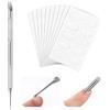 TIESOME Spingi cuticole a doppia testa, con 100 fogli di carta vetrata, in acciaio inox Cuticle Remover, set manicure per la rimozione delle cuticole, strumento per la rimozione delle cuticole