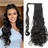 Gairyan Coda Capelli Extension Coda Finta Capelli Ricci Coda di Cavallo Extension Clip Wrap Ponytail Estensione Posticci per Capelli Mossi Parrucchino Ondulati Lungo 24 per Donna - Marrone scuro