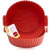 CRISPHUNTER Teglie Rotonde in Silicone Rigido per Friggitrice ad Aria, Set 2 Pezzi Misura L 24 x 22,5 x 7,6 cm, BPA FREE, Cestelli Riutilizzabili, Resistenti e Pieghevoli