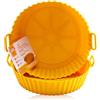 CRISPHUNTER Teglie Rotonde in Silicone Morbido per Friggitrice ad Aria, Set 2 Pezzi Misura M 22,5 x 20,2 x 6,4 cm, BPA FREE, Cestelli Riutilizzabili, Resistenti e Pieghevoli